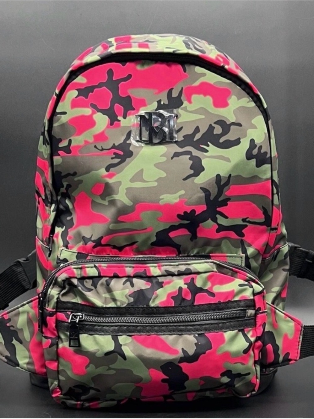 Badgley Mischka Pink Green Camo Backpack